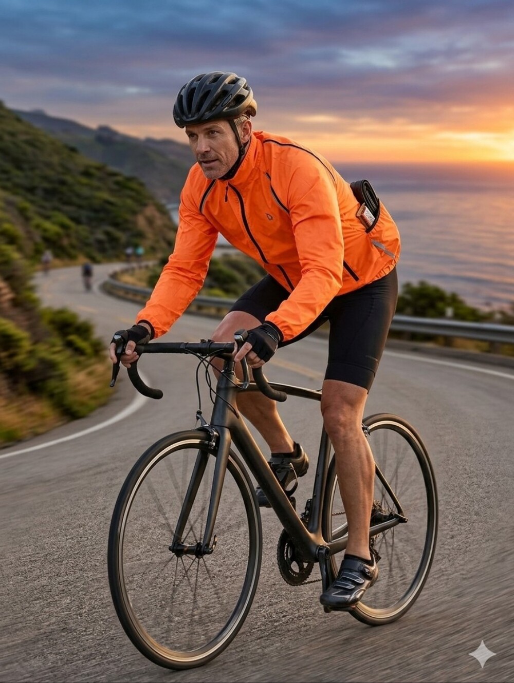 Baleaf Men's Bright Orange Lightweight Windbreaker with Black Trim